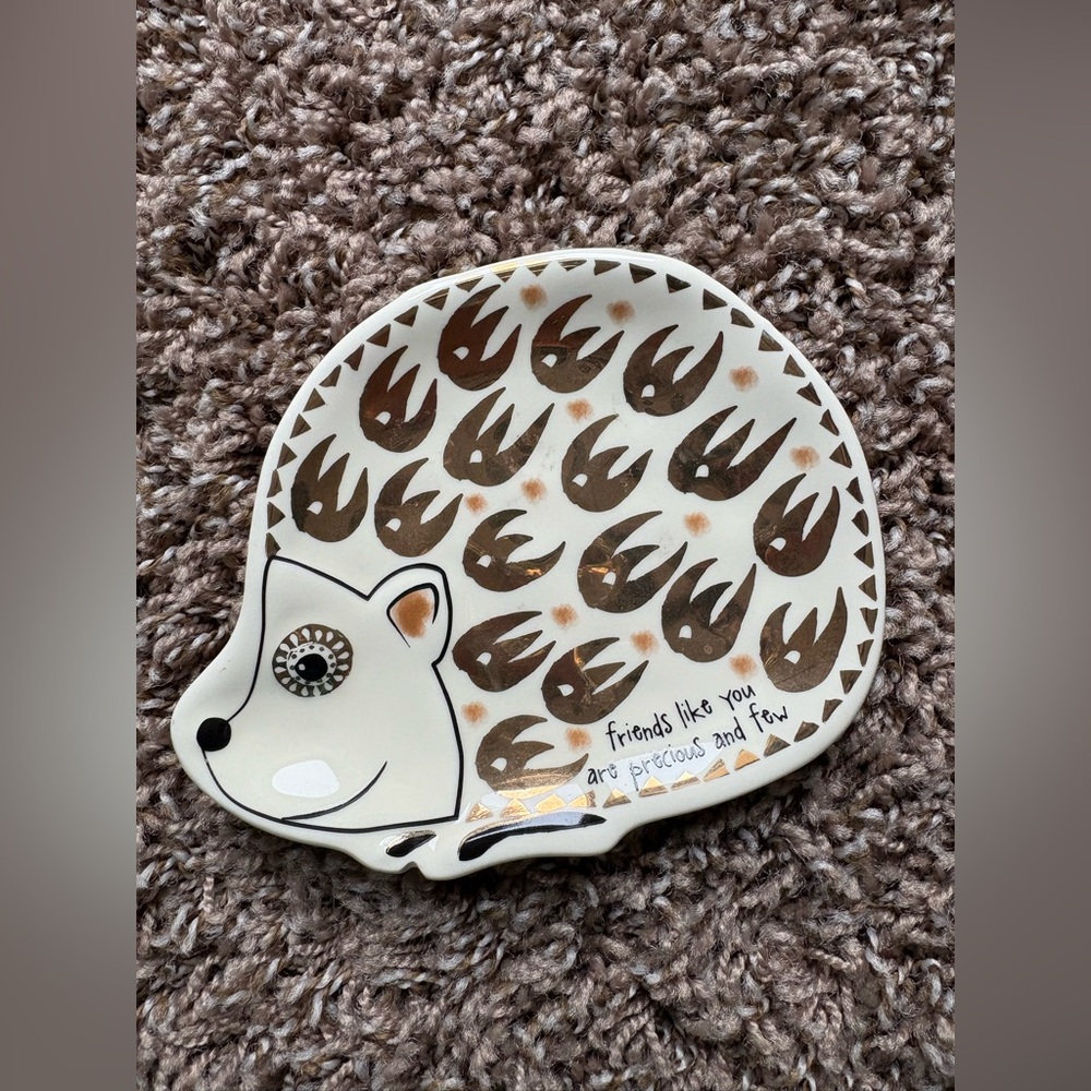 Natural Life Hedgehog Gold Trinket Dish Jewelry  Friends